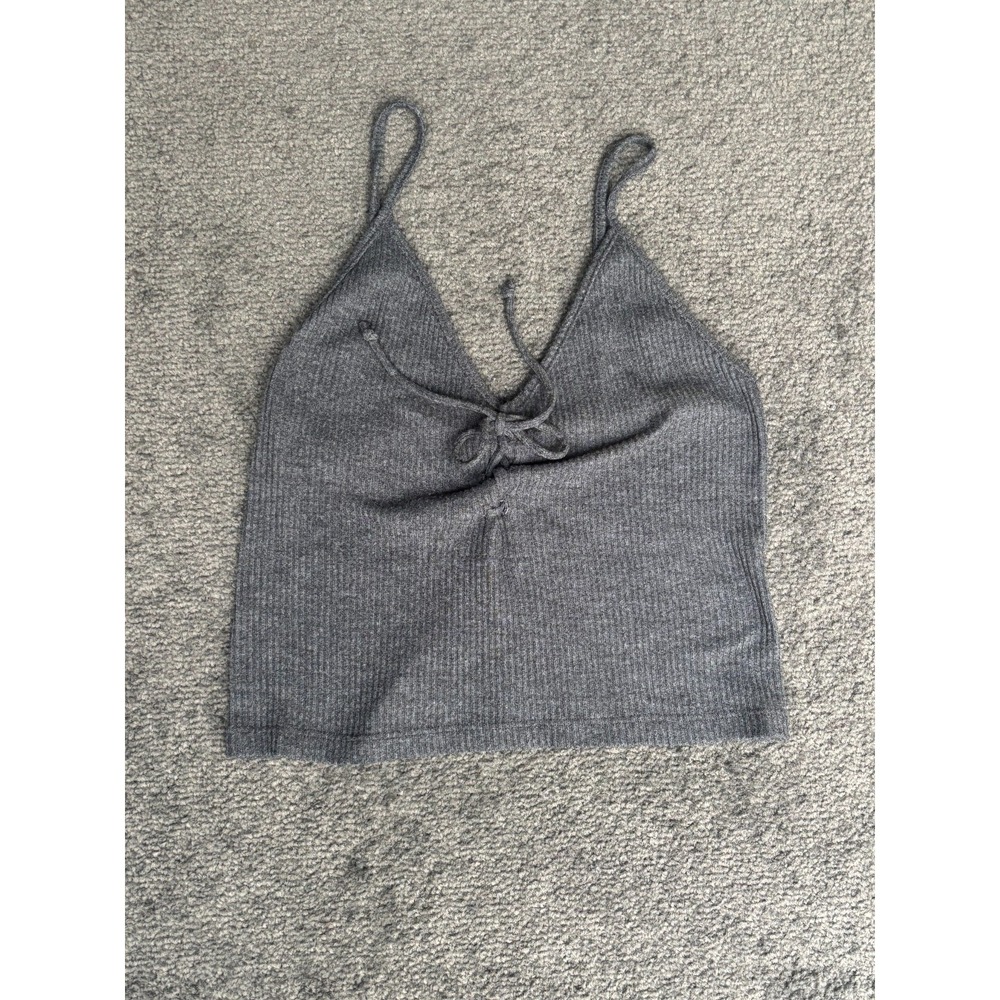 John‎ Galt  Bethany XS Tank Top Women's Gray Cotton Tie Front Sleeveless Knit